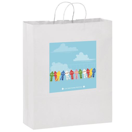 Custom Printed White Kraft Paper Shopper Tote Bag w/Full Color (16"x6"x19") - Color Evolution - 1W16619-CE